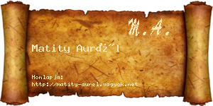 Matity Aurél névjegykártya